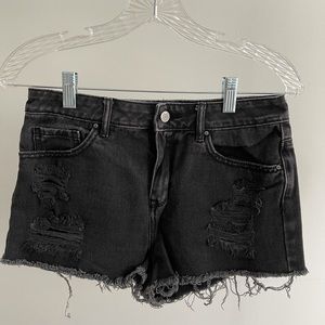 Black jean shorts